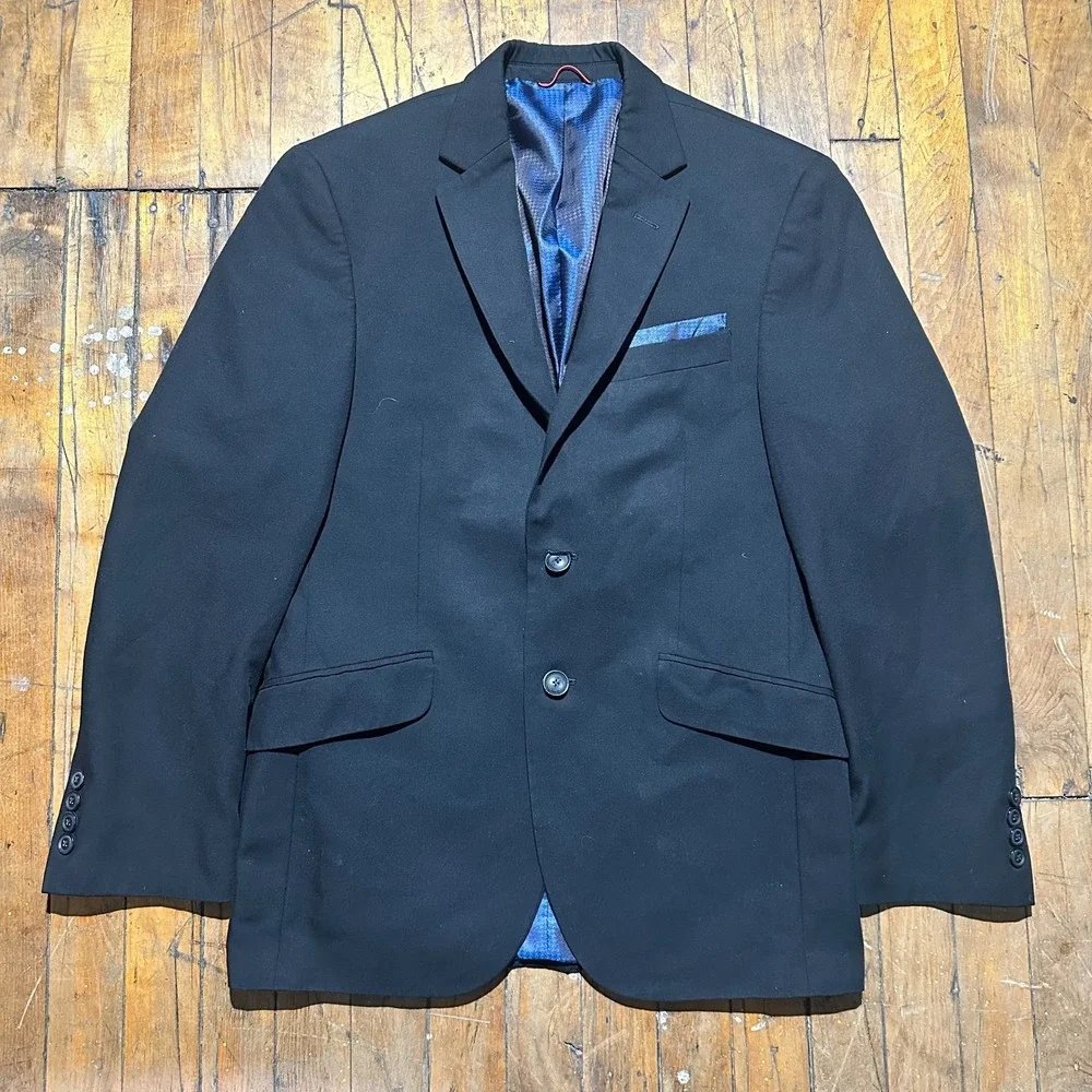 Billy‎ London Blazer Jacket Men's Size 36S Black Notch Lapel Single Breasted